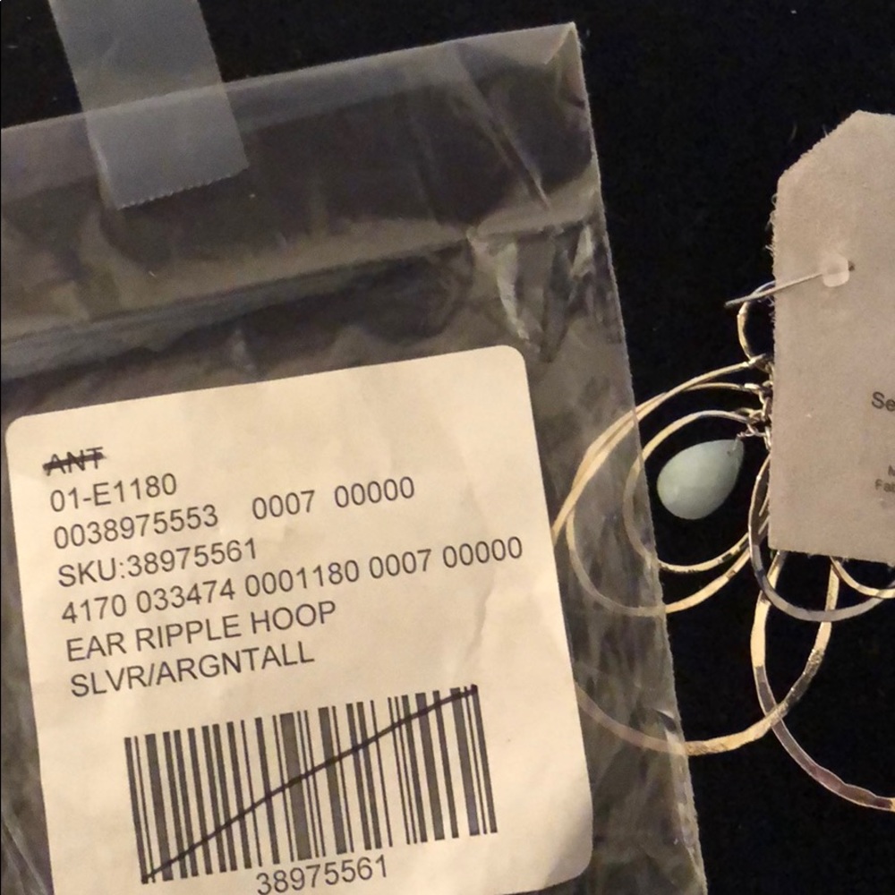 Anthropologie semi precious hoop earrings stone - Picture 4 of 5